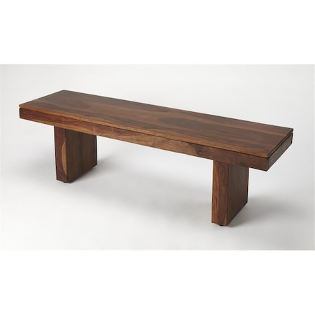 Gfancy Fixtures 57 x 16 x 18 in. Dark Brown Modern Chunky Solid Wood Bench GF3656816